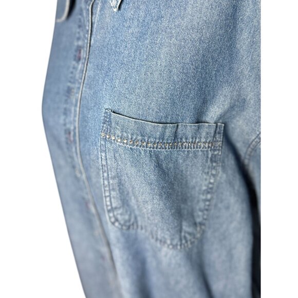 Vintage 80s Grand Ole Opry  L/XL Blue Denim Button Down Shirt Rhinestone Studs - Picture 9 of 12